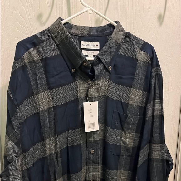 Saddlebred Blue and Gray Casual Button Down Shirt - Picture 1 of 6